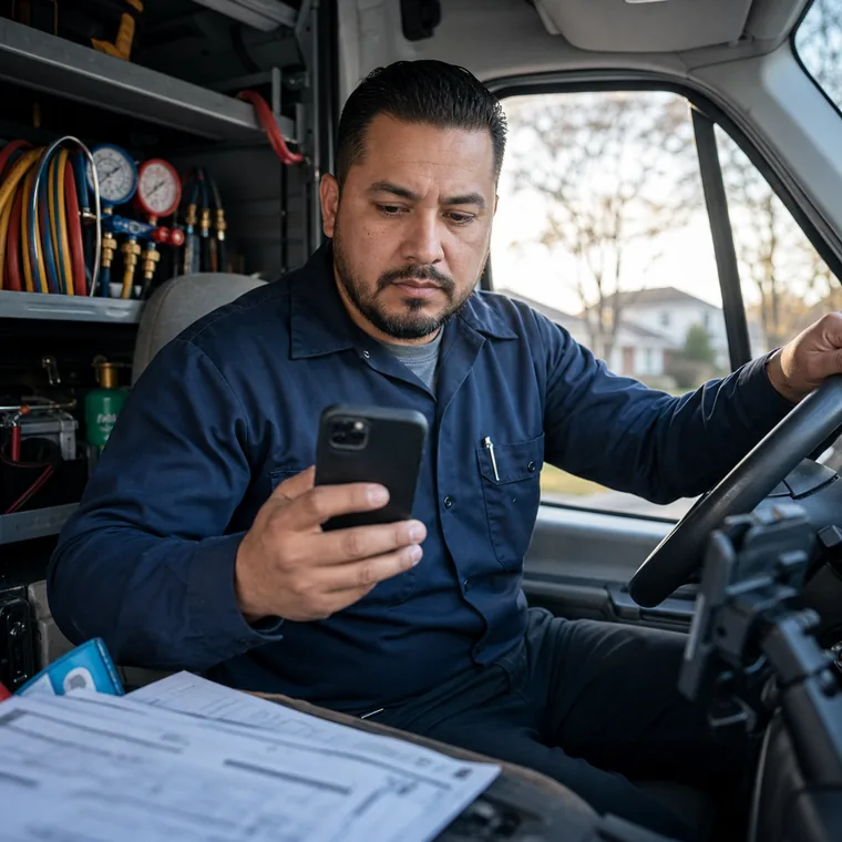 Tecnico revisa la ruta de instalaciones y mantenimientos antes de arrancar